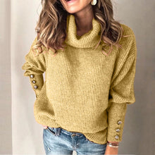 Load image into Gallery viewer, Women’s High Collar Knitted Sweatshirt – Long Sleeve Casual Pullover
