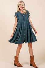 Load image into Gallery viewer, Lace Detail Ruffled Button Down Tiered Dress For Women – Romantic and Feminine Dress with Delicate Lace and Flowing Tiers

