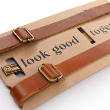 Load image into Gallery viewer, Tan Leather Suspenders - Choose your size
