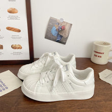 Load image into Gallery viewer, Women's Shell Toe Casual Sneakers – PU Leather Lace-Up Low-Top Trainers
