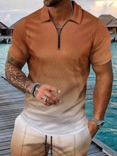 Load image into Gallery viewer, Men's Gradient Outfit + Pocketed Drawstring Shorts Set - Plus Size
