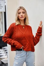 Load image into Gallery viewer, Cable knit cropped sweater
