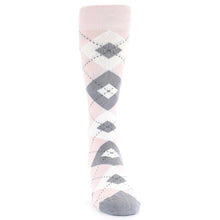 Load image into Gallery viewer, Petal Light Pink Gray Argyle Wedding Men's Dress Socks
