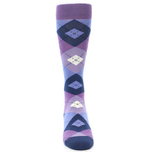 Load image into Gallery viewer, Purples Blue Argyle Wedding Groomsmen Men&#39;s Dress Socks
