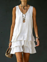 Load image into Gallery viewer, V-Neck Sleeveless Tiered Ruffle Mini Dress
