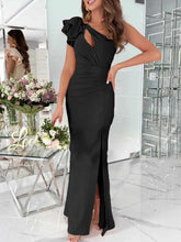 Load image into Gallery viewer, Cutout One Shoulder Ruffle : Split Dress
