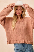 Load image into Gallery viewer, BiBi Chunky Knit Sweater with Flower Detail Sleeves
