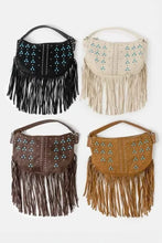 Load image into Gallery viewer, Fame Studded Pattern : Multi Fringe Hobo Shoulder Bag

