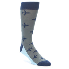 Load image into Gallery viewer, Gray Navy Airplane Aviation Pilot Men’s Dress Socks

