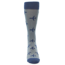 Load image into Gallery viewer, Gray Navy Airplane Aviation Pilot Men’s Dress Socks
