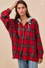 Load image into Gallery viewer, BiBi Brushed Plaid Hooded Jacket
