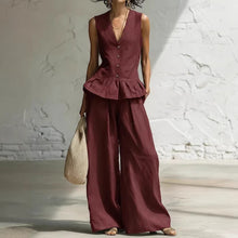Load image into Gallery viewer, Women's Bohemian Ruffled Sleeveless Tank &amp; Pants Set
