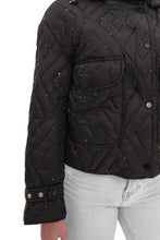 Load image into Gallery viewer, Studded Light Demi-Season Hooded Cropped Jacket in Black
