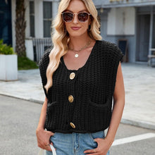 Load image into Gallery viewer, Sleeveless knit cardigan vest
