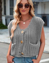 Load image into Gallery viewer, Sleeveless knit cardigan vest
