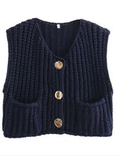Load image into Gallery viewer, Sleeveless knit cardigan vest
