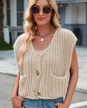 Load image into Gallery viewer, Sleeveless knit cardigan vest
