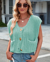 Load image into Gallery viewer, Sleeveless knit cardigan vest
