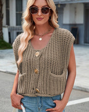 Load image into Gallery viewer, Sleeveless knit cardigan vest
