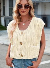 Load image into Gallery viewer, Sleeveless knit cardigan vest
