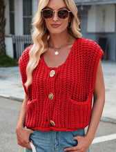 Load image into Gallery viewer, Sleeveless knit cardigan vest
