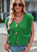 Load image into Gallery viewer, Sleeveless knit cardigan vest
