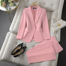 Load image into Gallery viewer, Lapel Button-Down Jacket &amp; Slim-Fit Trousers Suit – 15 Colors XS–XXL
