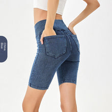 Load image into Gallery viewer, High-Waist Stretchy Denim Shorts with Pockets – Slimming Casual Fitness Shorts
