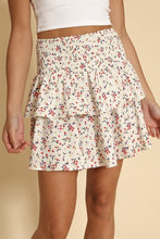 Load image into Gallery viewer, Floral smocked ruffle mini skirt
