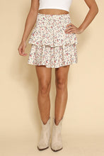 Load image into Gallery viewer, Floral smocked ruffle mini skirt
