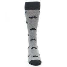 Load image into Gallery viewer, Gray Charcoal Mustache Men’s Dress Socks
