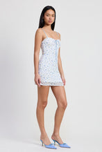 Load image into Gallery viewer, MINI FLORAL DRESS WITH PEEK A BOO LACE
