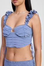 Load image into Gallery viewer, RUFFLED TIE BACK TOP WITH OPEN BACK
