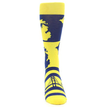 Load image into Gallery viewer, Yellow Blue Michigan Socks - Men&#39;s Novelty Dress Socks

