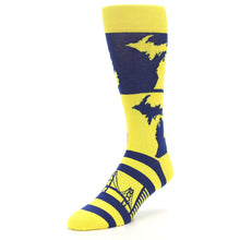 Load image into Gallery viewer, Yellow Blue Michigan Socks - Men&#39;s Novelty Dress Socks
