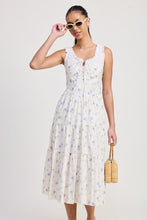 Load image into Gallery viewer, MIXED MEDIA EYELET PEEKABOO MIDI DRESS
