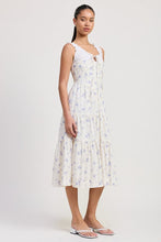 Load image into Gallery viewer, MIXED MEDIA EYELET PEEKABOO MIDI DRESS
