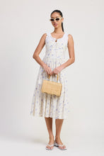Load image into Gallery viewer, MIXED MEDIA EYELET PEEKABOO MIDI DRESS

