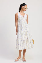 Load image into Gallery viewer, MIXED MEDIA EYELET PEEKABOO MIDI DRESS
