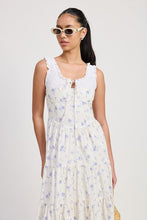 Load image into Gallery viewer, MIXED MEDIA EYELET PEEKABOO MIDI DRESS
