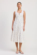 Load image into Gallery viewer, MIXED MEDIA EYELET PEEKABOO MIDI DRESS
