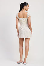 Load image into Gallery viewer, MIX MEDIA MINI RUCHED DRESS
