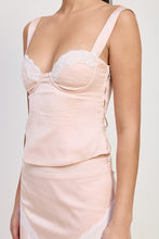 Load image into Gallery viewer, SATIN BUSTIER TOP WITH LACE DETAIL
