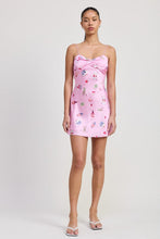 Load image into Gallery viewer, FLORAL MINI SATIN DRESS WITH SPAGHETTI STRAPS
