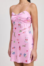 Load image into Gallery viewer, FLORAL MINI SATIN DRESS WITH SPAGHETTI STRAPS
