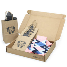 Load image into Gallery viewer, Customizable Groomsmen Gift Set Pink Blue Argyle Men’s Dress Socks
