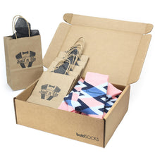 Load image into Gallery viewer, Customizable Groomsmen Gift Set Pink Blue Argyle Men’s Dress Socks
