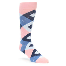 Load image into Gallery viewer, Pink Blue Argyle Wedding Groomsmen Men’s Dress Socks

