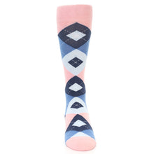 Load image into Gallery viewer, Pink Blue Argyle Wedding Groomsmen Men’s Dress Socks
