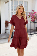 Load image into Gallery viewer, Short Sleeve Tiered Mini Dress Feminine &amp; Flowy Modern Women Summer Dress
